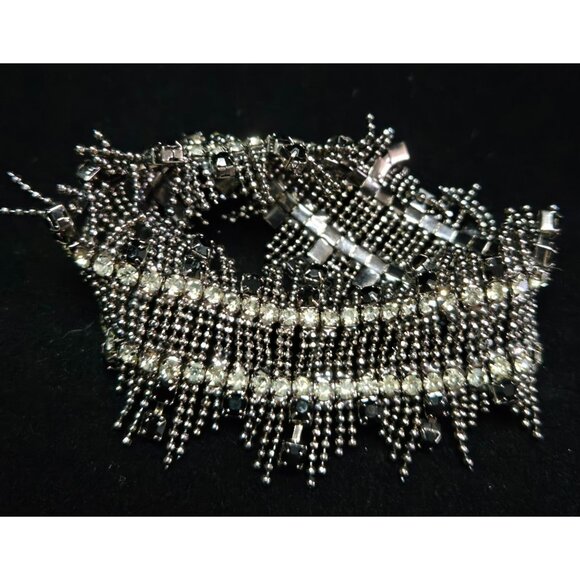 Lee Angel for Neiman Marcus Black, Grey Crystal Beaded Stretch Bracelet - Picture 4 of 7